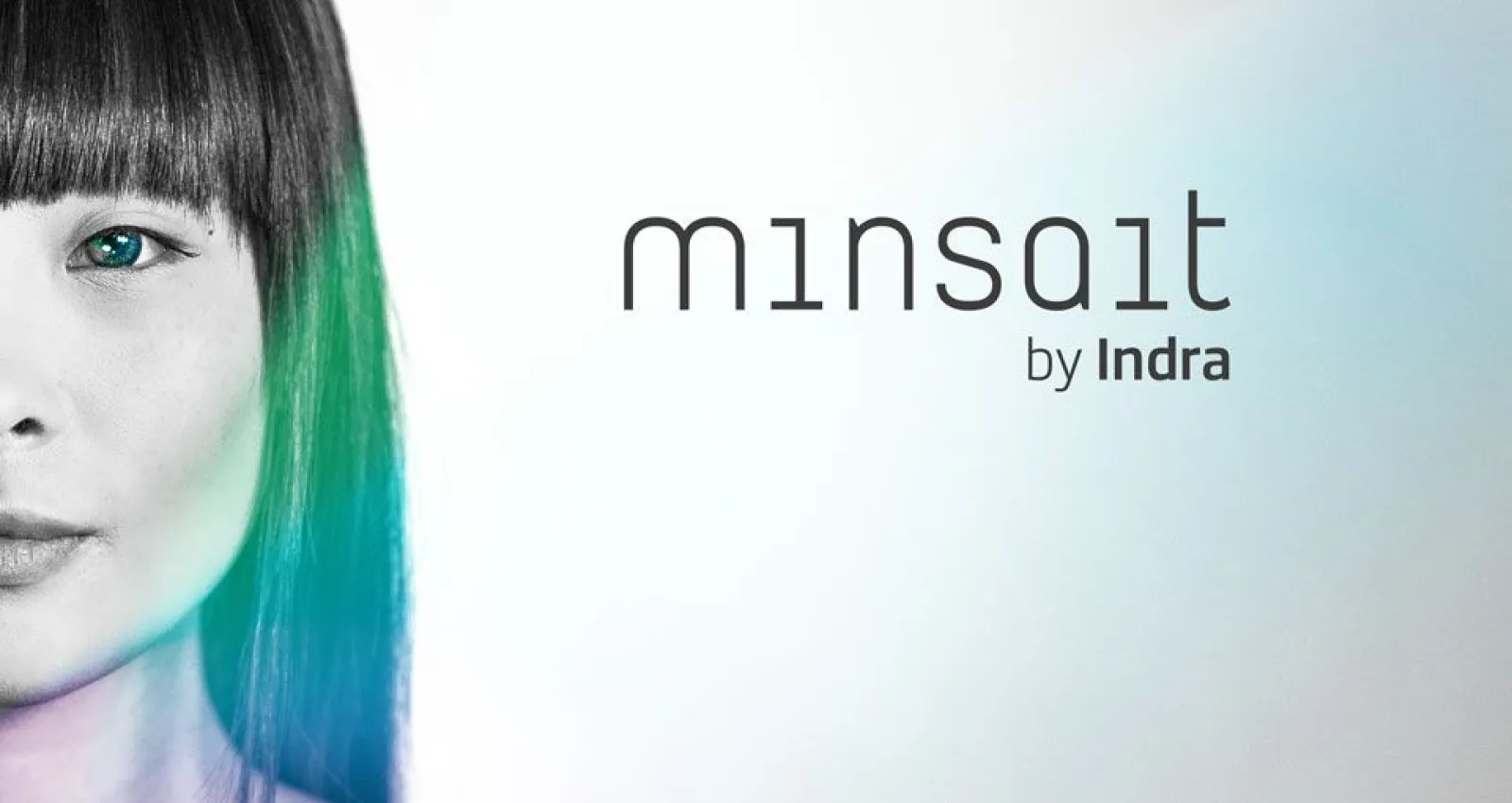 Foto de una mujer con el logo de minsait