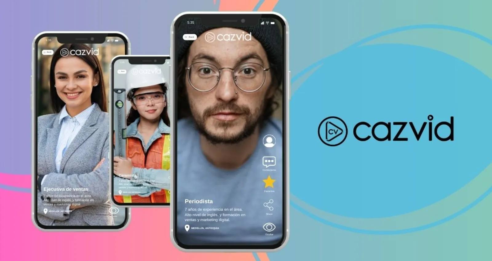 Foto con logo de Cazvid, empresa dedicada a conectar empresas empleadoras con candidatos a través de reels o videos cortos