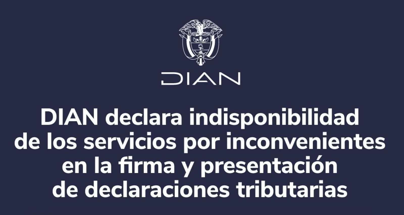 Foto de un mensaje de la Dian con un fondo azul