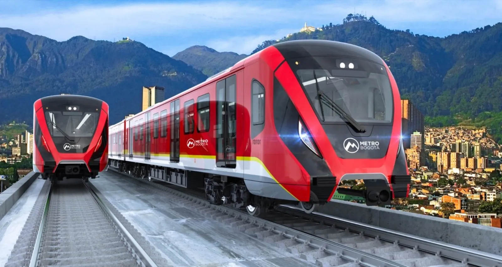 Foto de dos metros rojos en bogotá