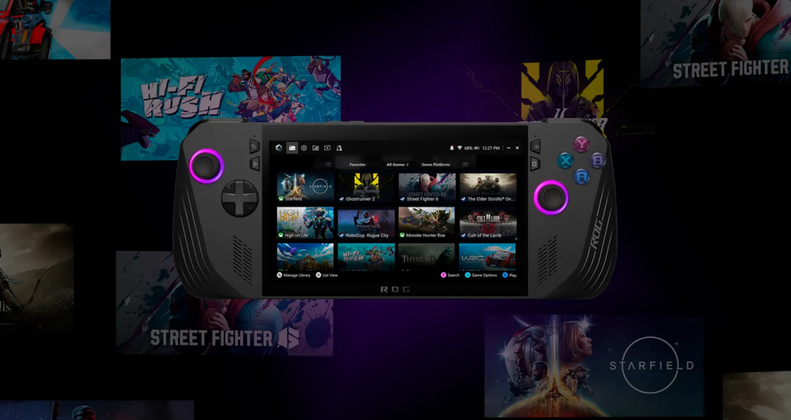 Foto de la Rog ally X con un fondo negro