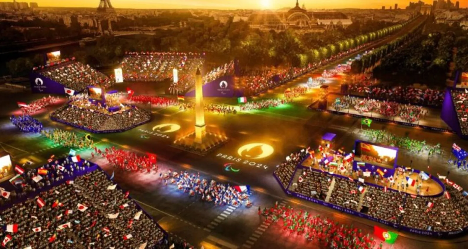 Foto de paris con varias luces de colores