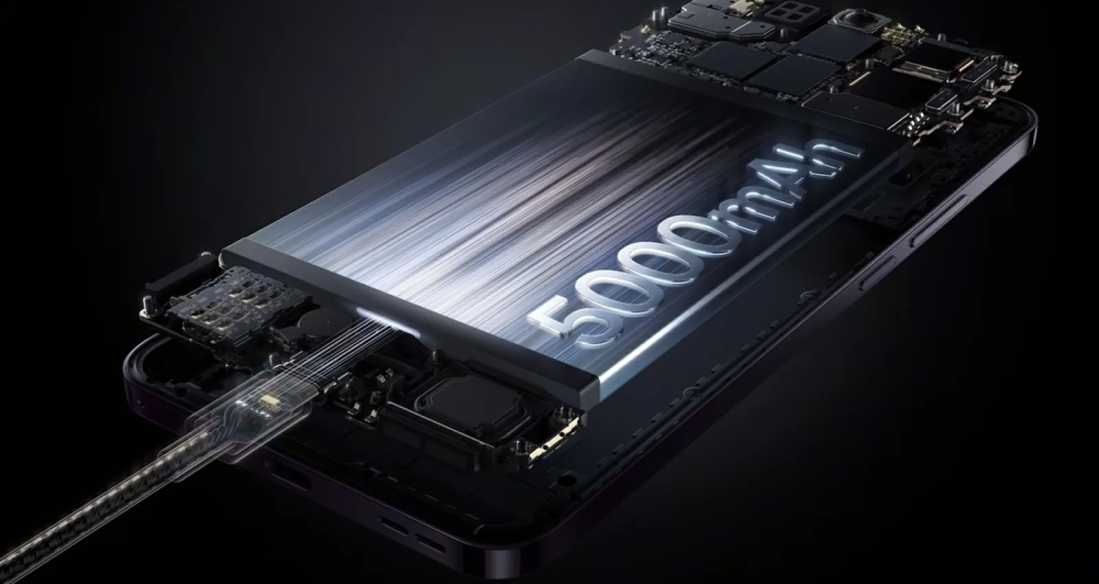 Foto de un dispositivo celular con la insignia 5000 mah