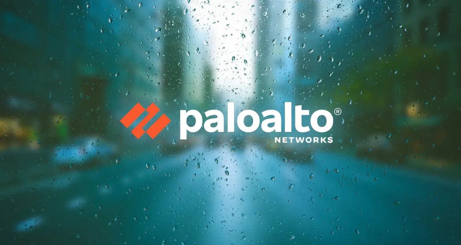 Foto del logo de palonetworks sobre un fondo difunado de ciudad