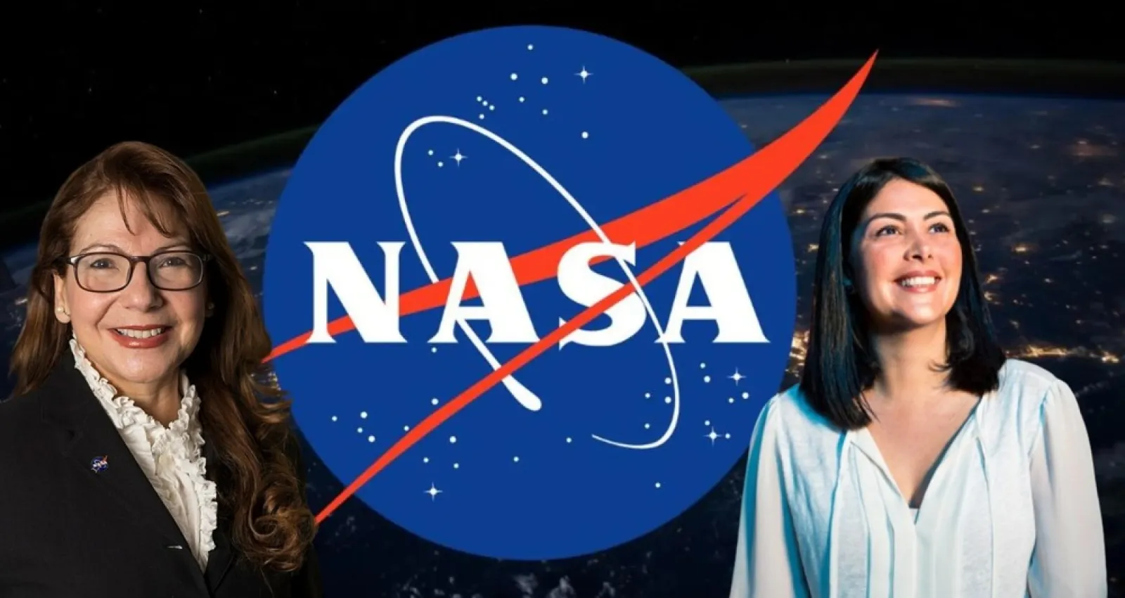 Foto de dos mujeres y un fondo de la nasa