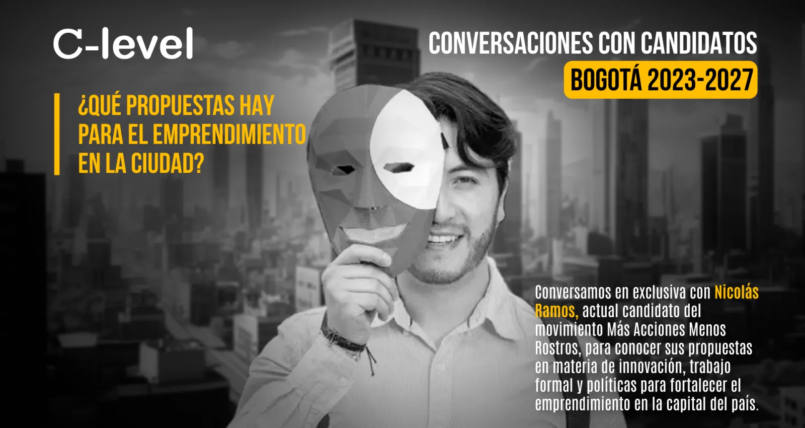 Foto del candidato Nicolás Ramos con un fondo negro