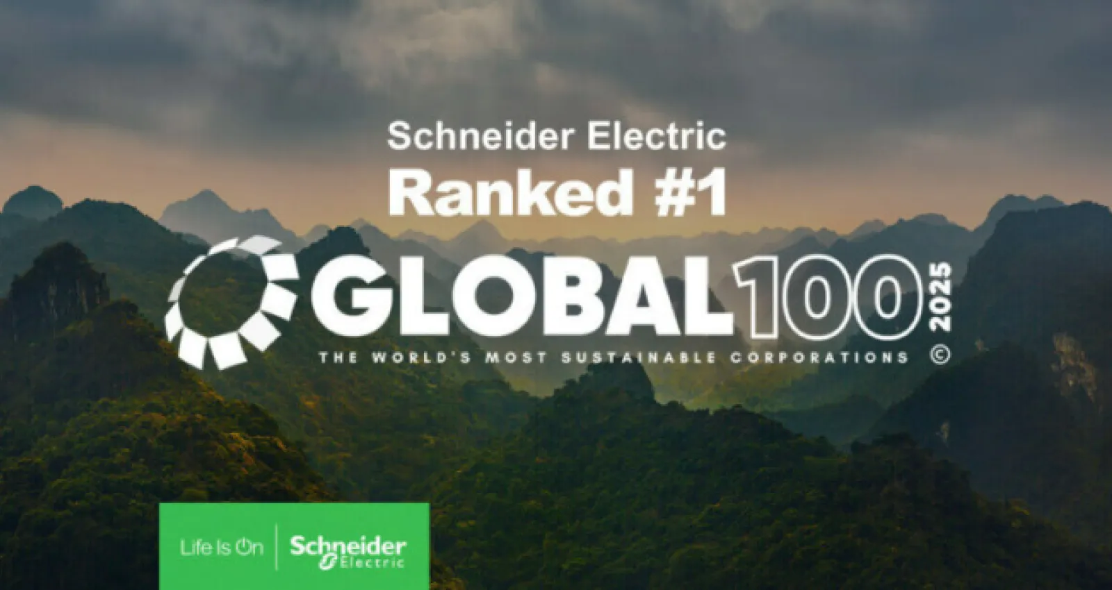 Foto ilustrativa del logo de Schneider Electric galardonado como la empresa más sostenible del mundo
