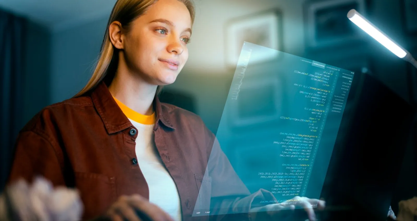 Foto de mujer mirando un curso de análisis de datos