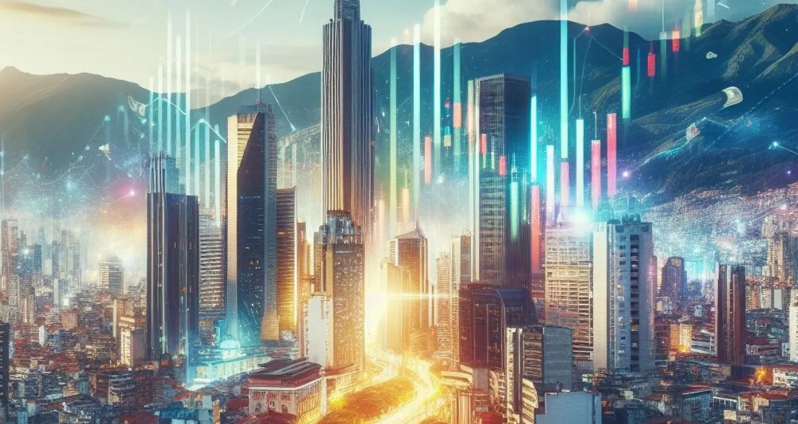 Foto hecha con inteligencia artificial de panorámica de ciudad