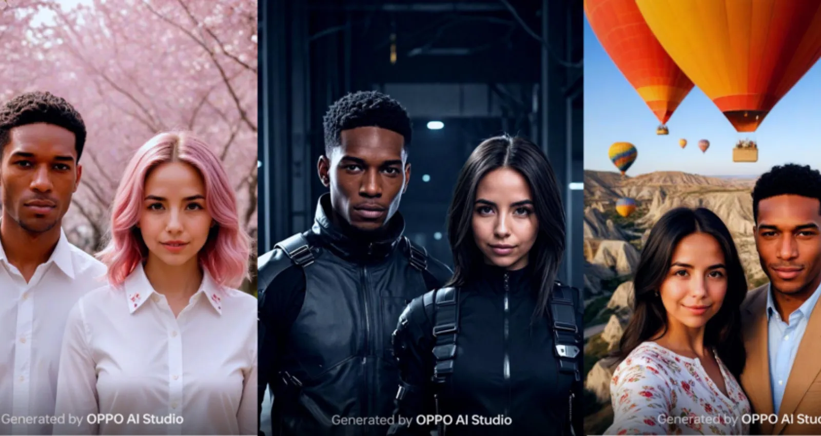 foto de dos parejas con diferentes fondos en una mismo plano