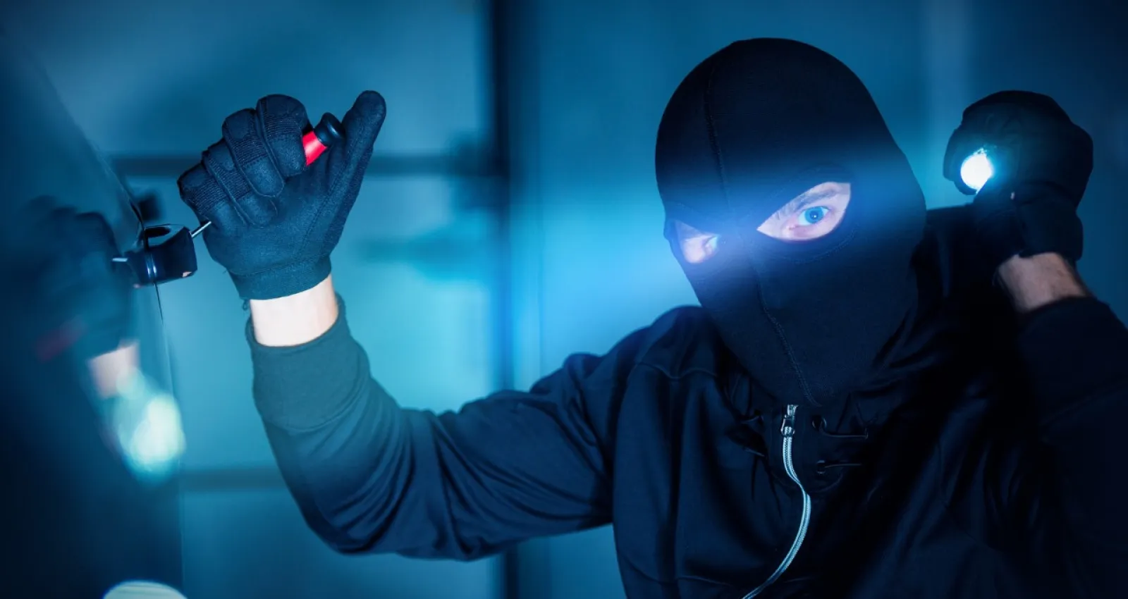 ladrón robando una casa