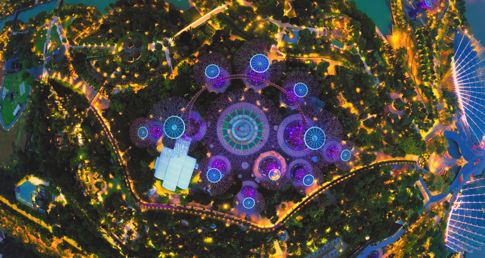 Foto tomada con un dron sobre un espacio verde