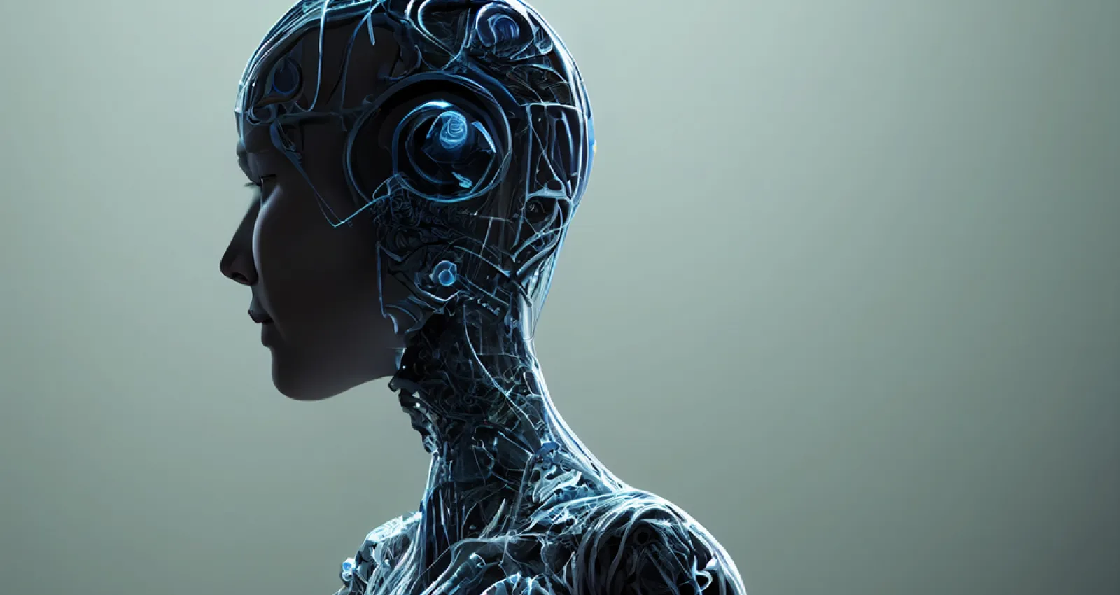 robot con forma de mujer de perfil