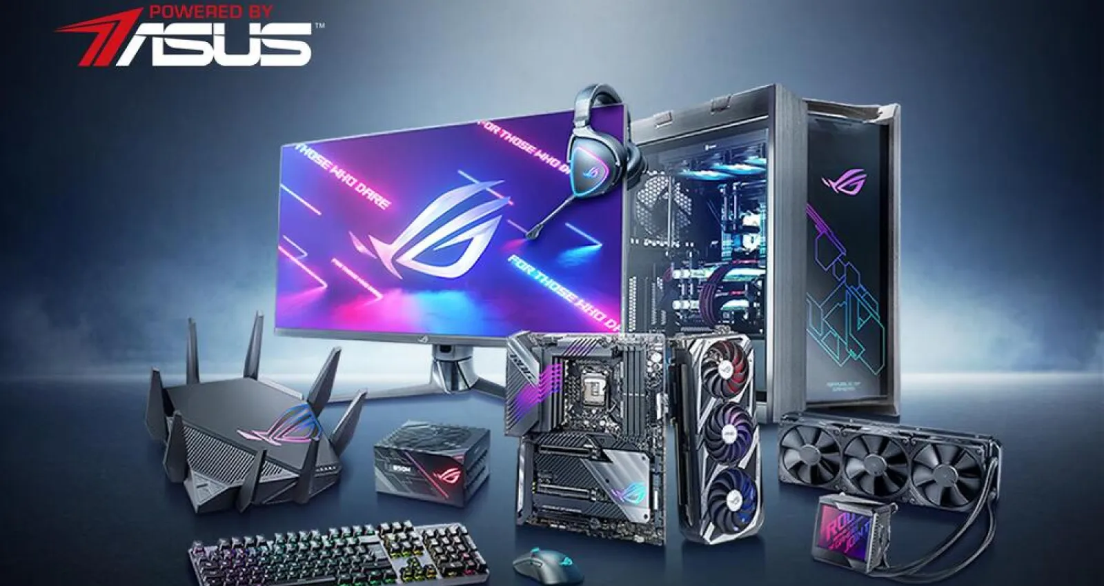 varios equipos de marca asus con un fondo negro