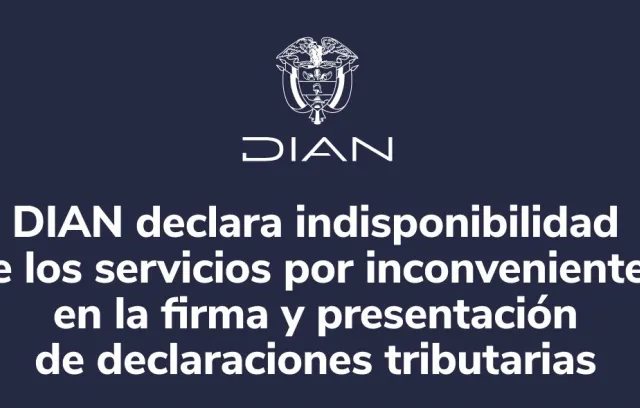 Foto de un mensaje de la Dian con un fondo azul