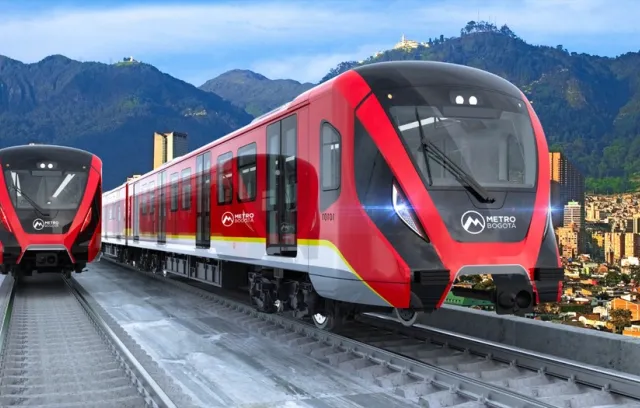 Foto de dos metros rojos en bogotá