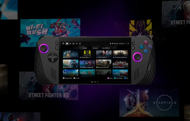 Foto de la Rog ally X con un fondo negro