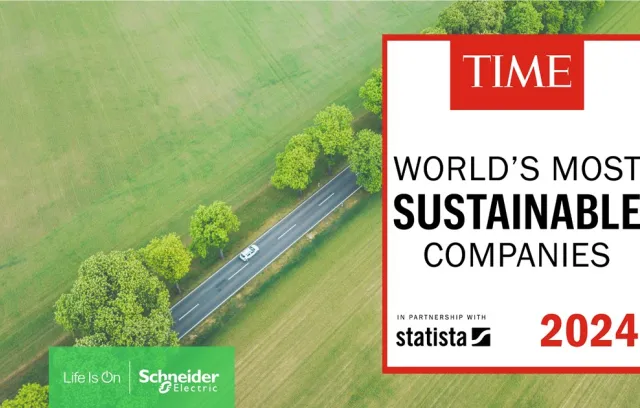 Foto de la revista time con el nombre de Schneider Electric