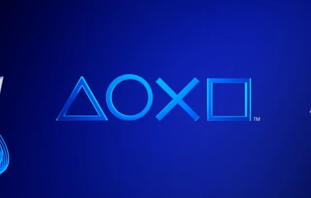 Foto de los símbolos que integra PlayStation con un fondo azul