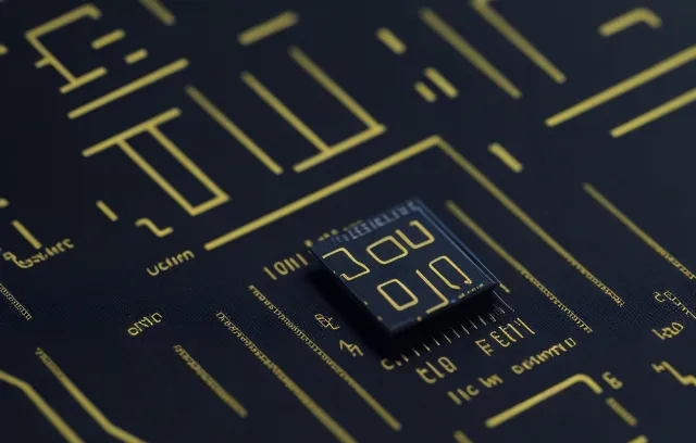 Foto de un microship de color negro y amarillo