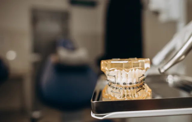 Foto de una protesis dental sobre una bandeja