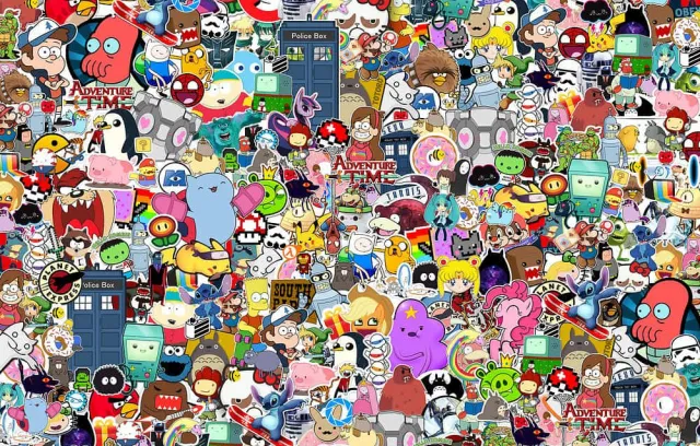 Foto de varios dibujos animados en una sola imagen