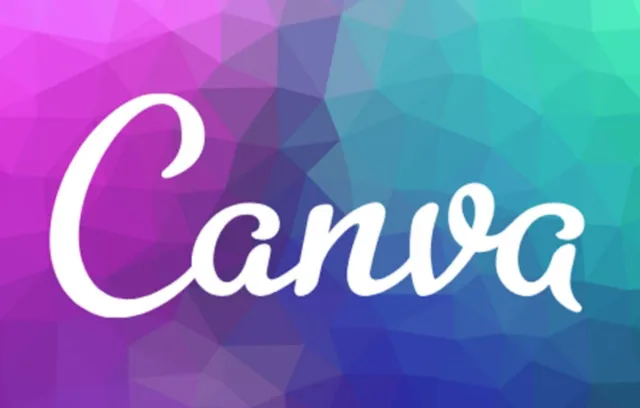 Foto del logo de canva con un fondo azul y morado