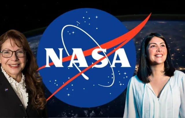 Foto de dos mujeres y un fondo de la nasa