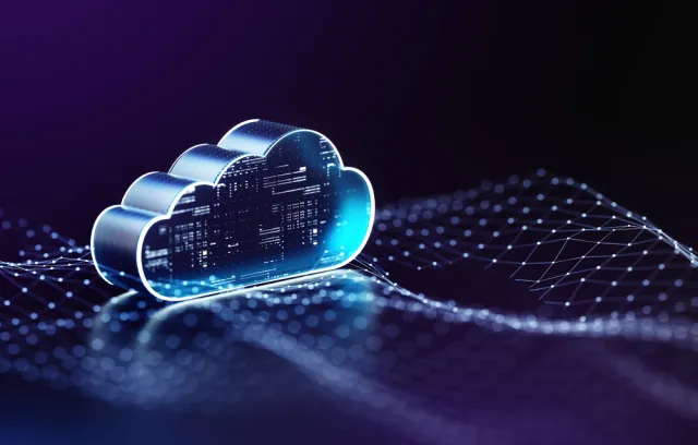 Foto de inteligencia artificial que simula una nube transparente en un fondo azul