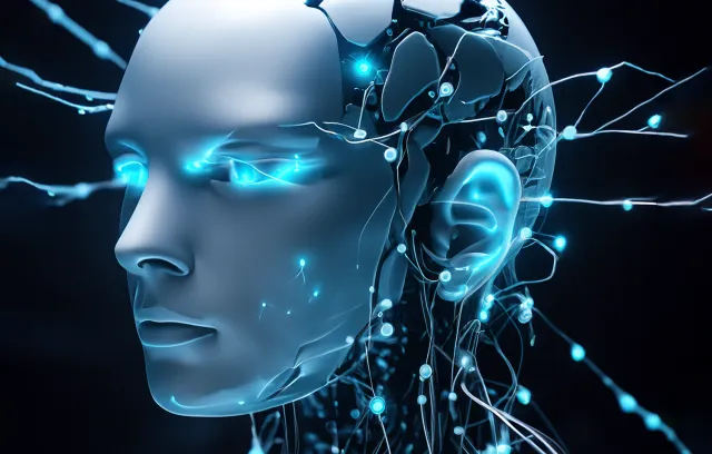 Robot con líneas azules a sus costados