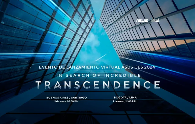 Imagen futurista de dos edificios con cristales encontrados y un letraro que anuncia, en la mitad, el nombre del evento