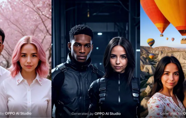 foto de dos parejas con diferentes fondos en una mismo plano