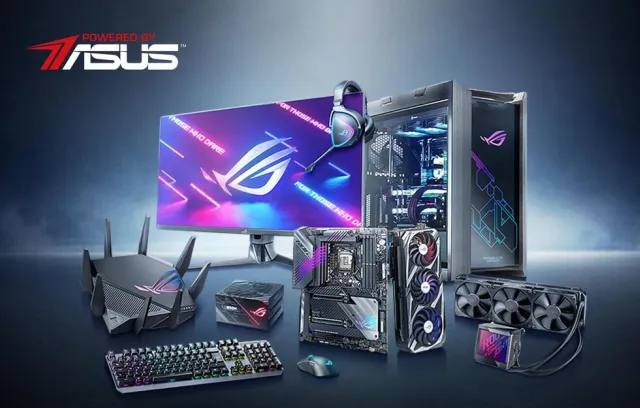 varios equipos de marca asus con un fondo negro